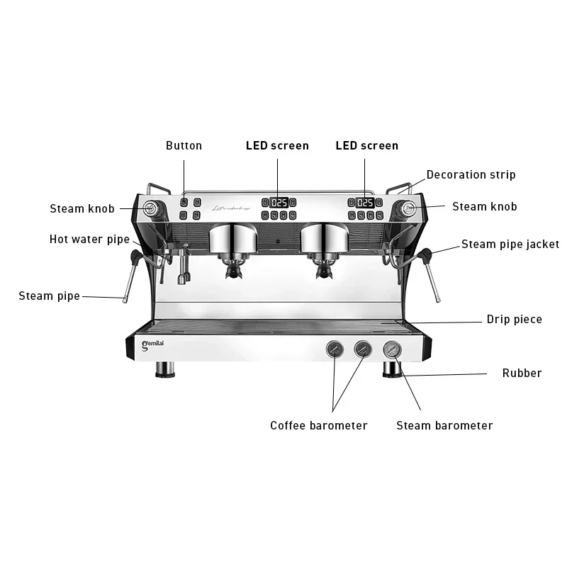 Semi Auto Barista Commercial E - Espresso Machine Semi Auto บทวิจารณ์และราคา
