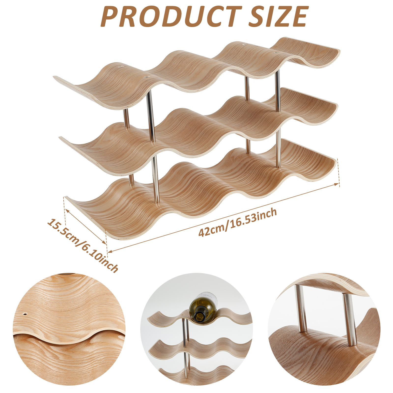 2/3-Tier Wooden Wine Rack Wavy - Kitchen Appliances Rack บทวิจารณ์และราคา