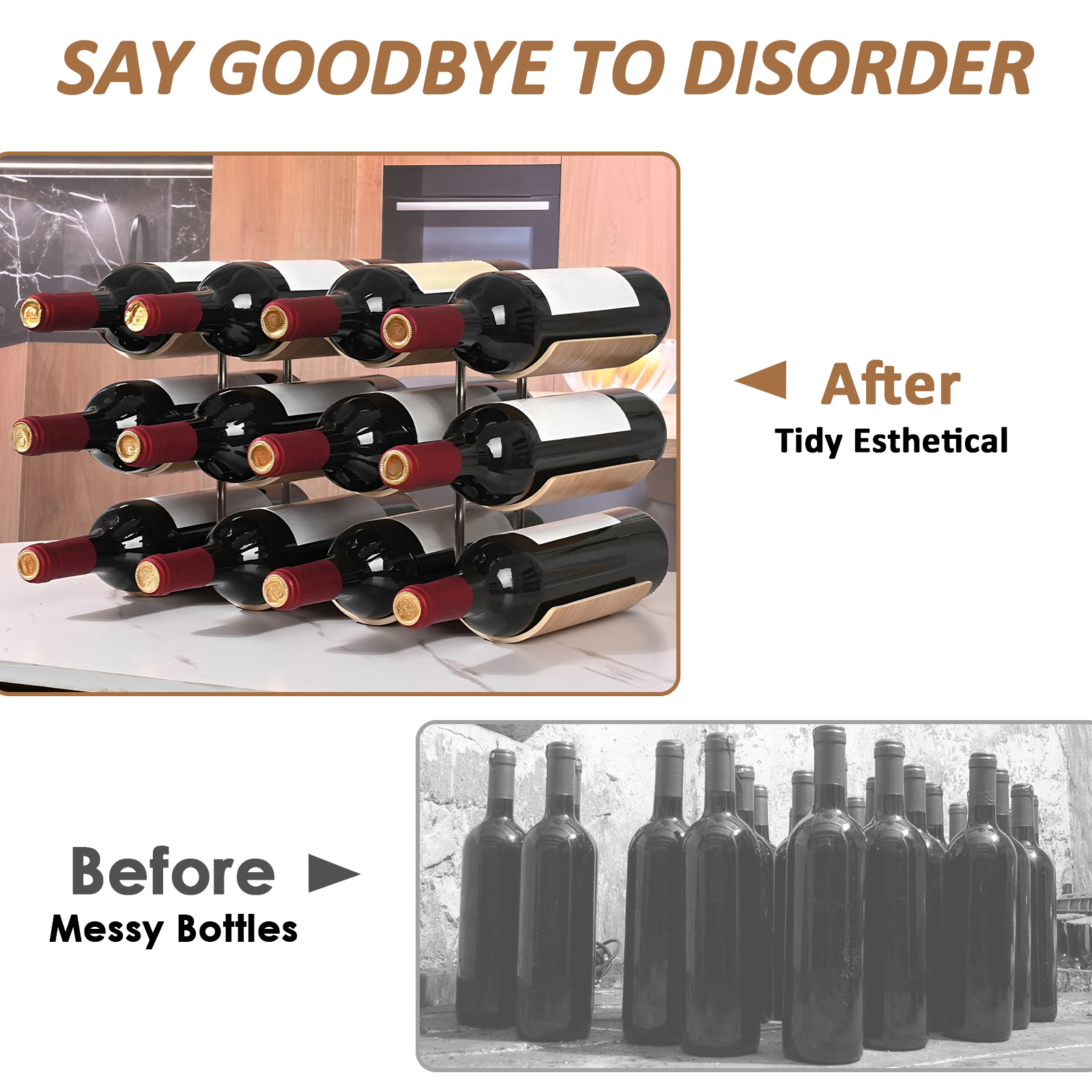 2/3-Tier Wooden Wine Rack Wavy - Kitchen Appliances Rack บทวิจารณ์และราคา