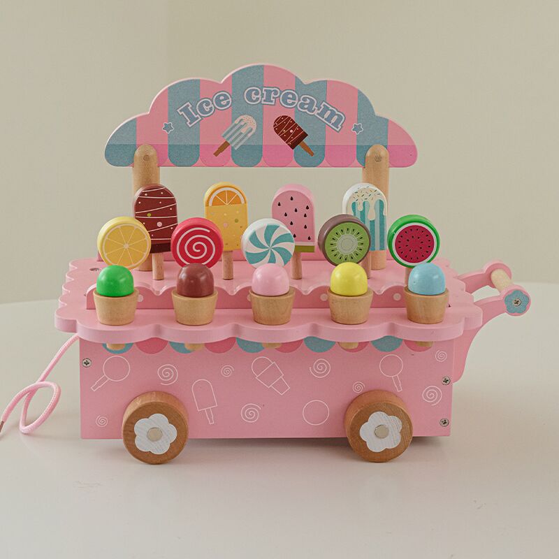 Kids Wooden Ice Cream Cart Toy - Kitchen Appliances Kids บทวิจารณ์และราคา